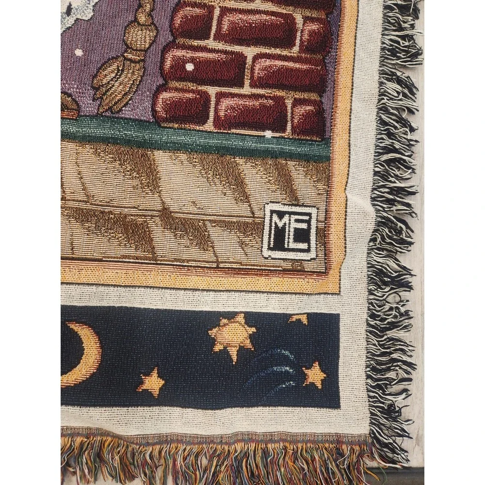 VTG. Mary Engelbreit  BELIEVE Christmas Throw BlanketTapestry 46x76 USA Made EUC